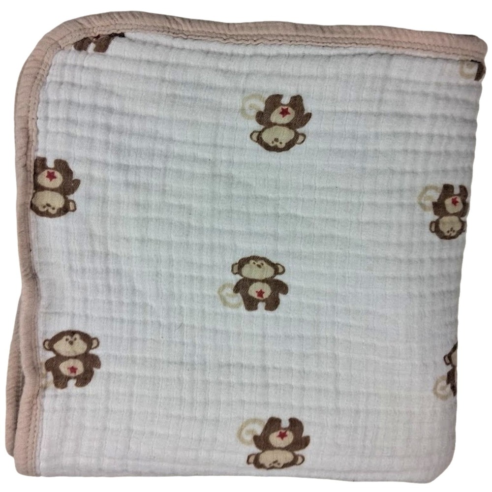 Aden Anais Beige Thick Monkey Red Star Baby Blanket Tan Muslin 40x40 + Lovey - Picture 1 of 4